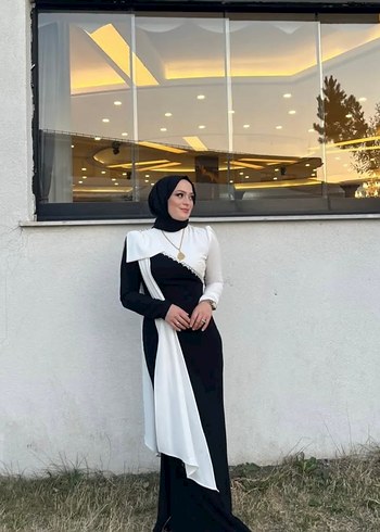 Diğer Siyah Drapeli Uzun Halter Yaka Elbise