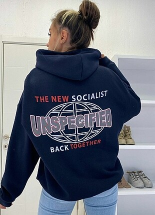 Unspecıfed kapşonlu geniş kesim unisex sweatshirt