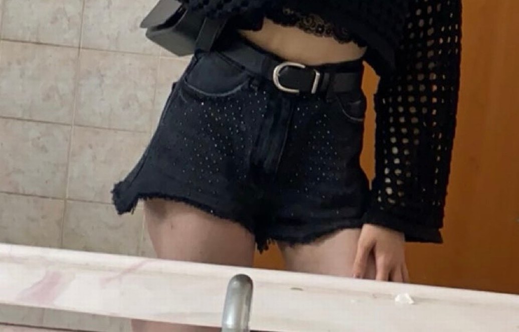 Siyah Mini kot Şort koton - Görsel 4