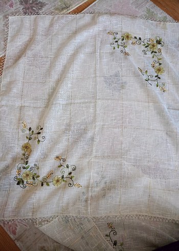 İşlemeli Bohem Beyaz Masa Örtüsü - Görsel 3