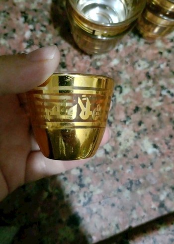 Altın Renkli 5'li Dekoratif Bardak Seti zemzem lik - Görsel 2