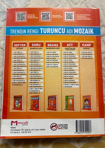  5. Sınıf Mozaik Yayınları Fen Bilimleri Haftalık İzleme Testleri