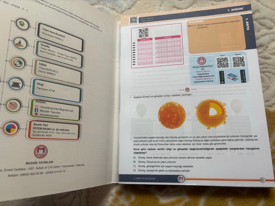 5. Sınıf Mozaik Yayınları Fen Bilimleri Haftalık İzleme Testleri - Görsel 2