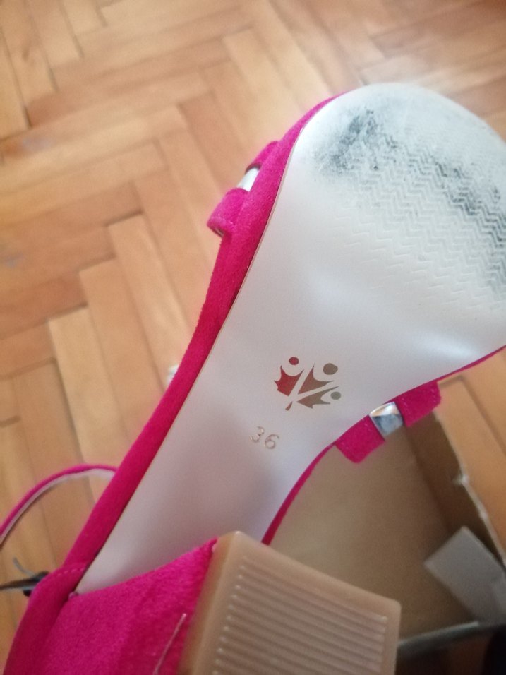 Pembe Süet Tokalı Yüksek Topuklu Çizgili Kadın Ayakkabı - Görsel 3