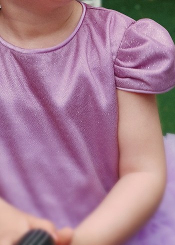 Mor Renkli Kız Çocuk Fırfırlı Elbise - Görsel 2