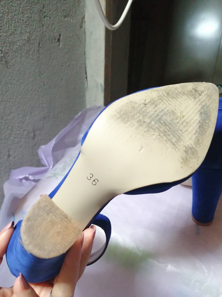 Klasik Mavi Süet Tokalı Topuklu Ayakkabı - Görsel 5