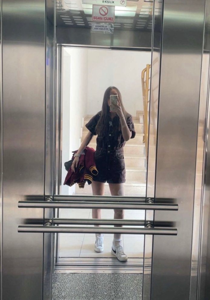 Kahverengi Kısa Denim Tulum - Görsel 2