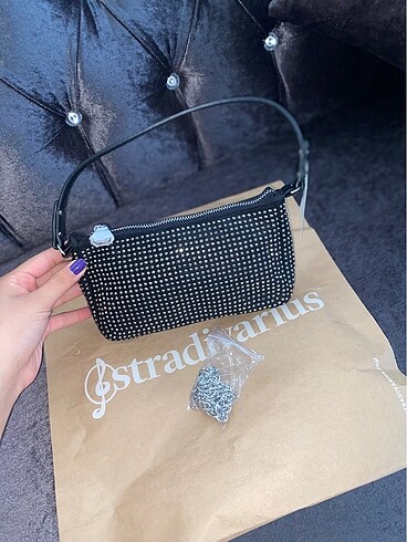  Beden Stradivarius Parlak Taşlı Mini Çanta