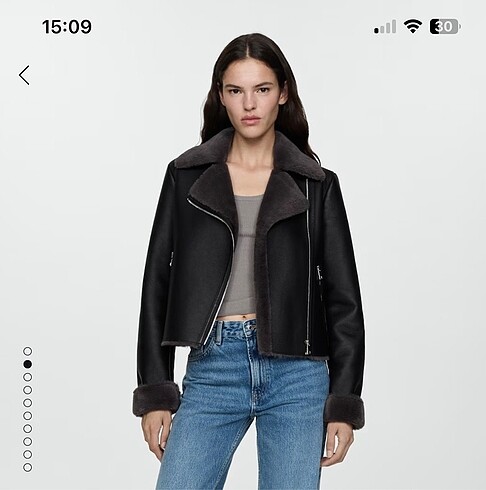 Mango Suni Kürk Biker Ceket