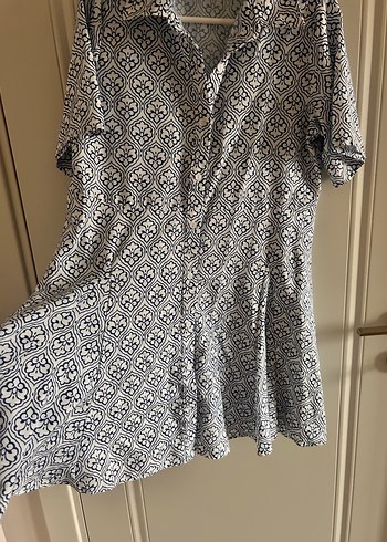 Gri Desenli Kısa Kollu Midi Elbise - Görsel 2