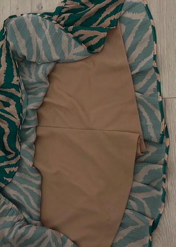 Yeşil Zebra Desenli Volanlı Mini Etek - Görsel 2