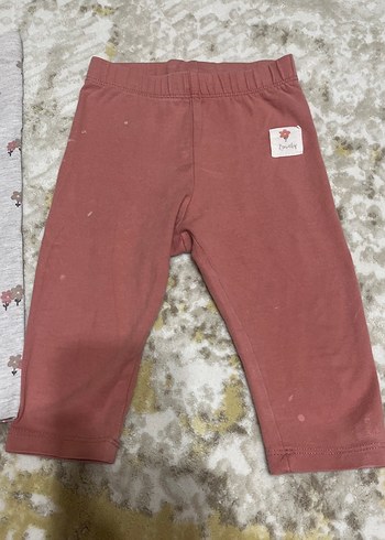 Kız Çocuk Gri ve pembe  Pamuklu Tayt - Görsel 2