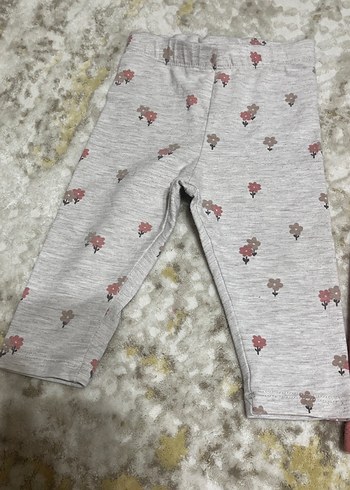 Kız Çocuk Gri ve pembe  Pamuklu Tayt - Görsel 3