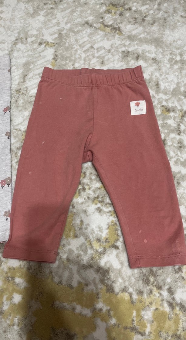 Kız Çocuk Gri ve pembe  Pamuklu Tayt - Görsel 2