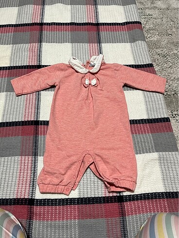 3 Ay Beden pembe Renk Bebe yaka Bebek patiksiz tulum