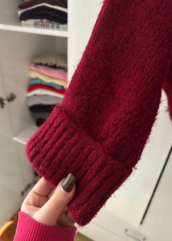 Bordo oversize kazak - Görsel 2