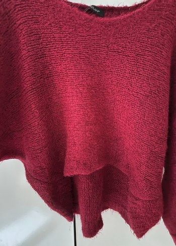 Bordo oversize kazak - Görsel 3