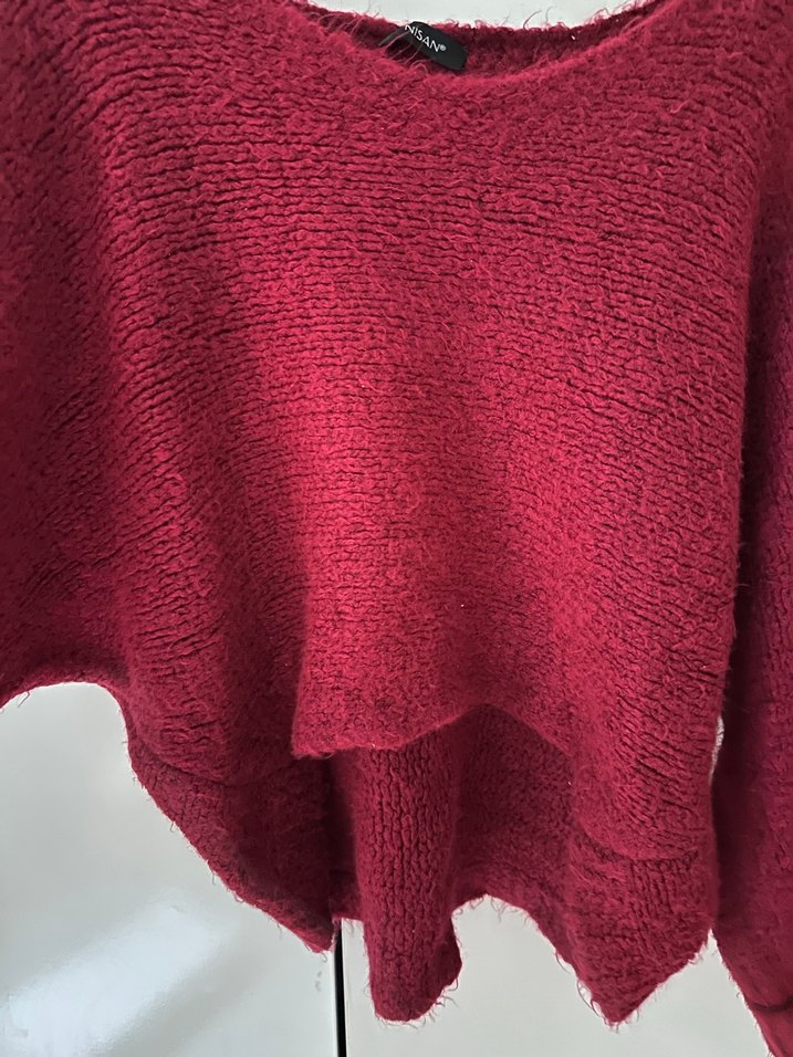 Bordo oversize kazak - Görsel 3