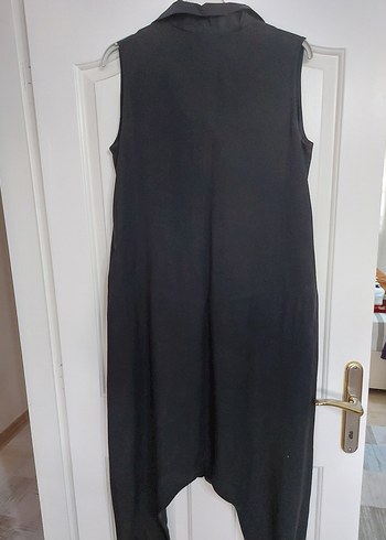 Düğmeli Siyah Kolsuz  Tulum - Görsel 7