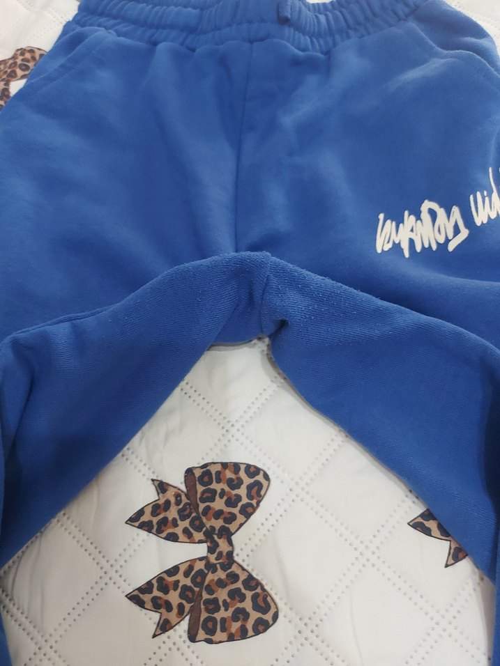 erkek çocuk  Mavi Kapüşonlu Mini Eşofman Takımı - Görsel 4