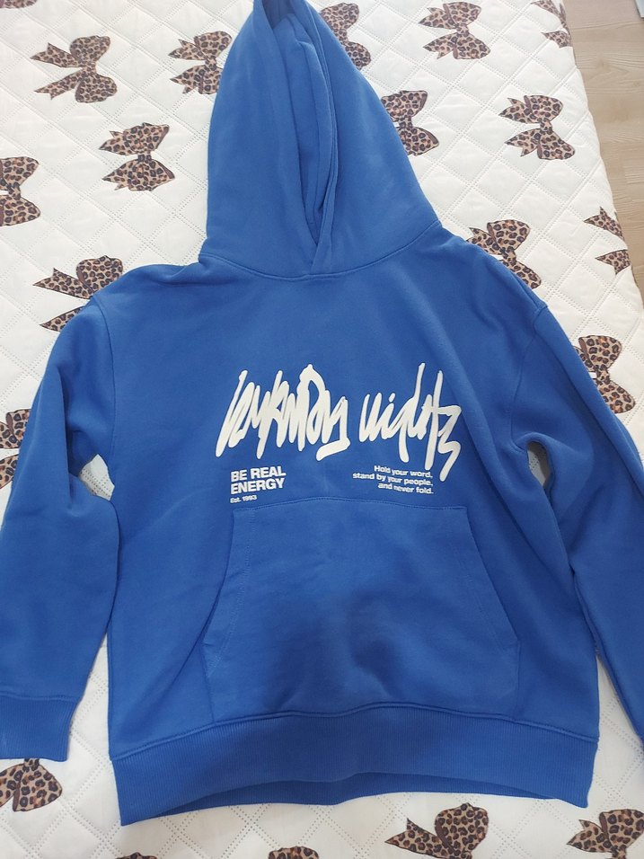 erkek çocuk  Mavi Kapüşonlu Mini Eşofman Takımı - Görsel 2