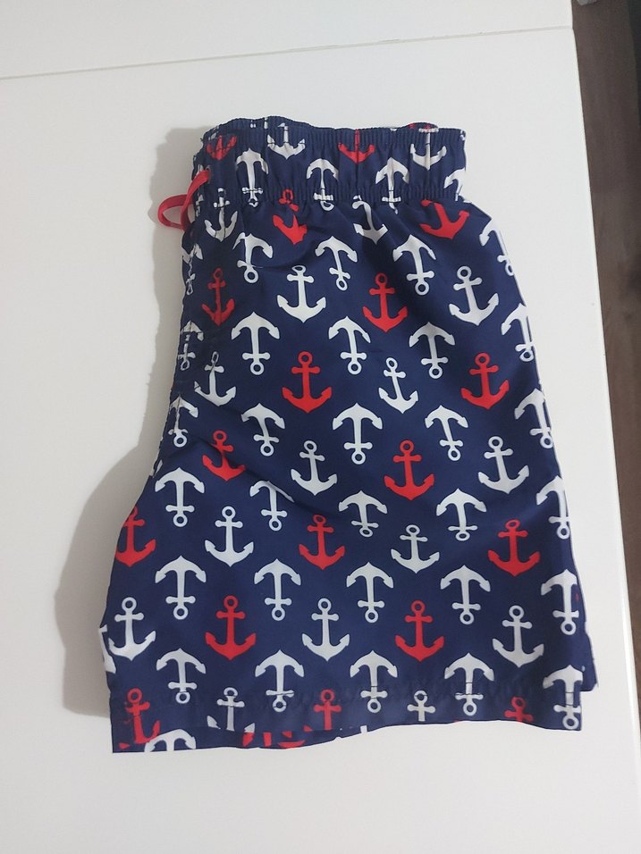 Erkek Lacivert Renkli Desenli Mini Şort - Görsel 2