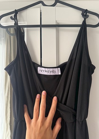 Zara Siyah Uzun Drapeli Kadın Tulum