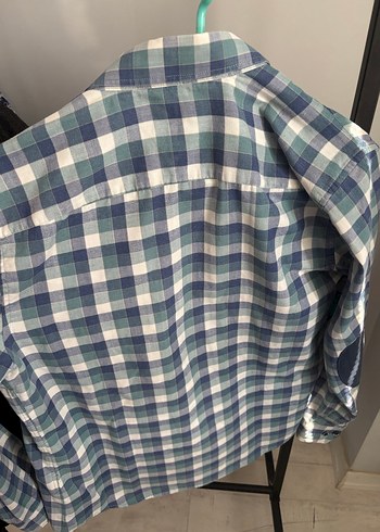 LC Waikiki Düğmeli Mavi Gri Kareli Erkek Gömlek