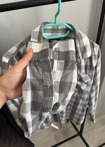 xl Beden gri Renk Kadın Gri Kareli Düğmeli Gömlek