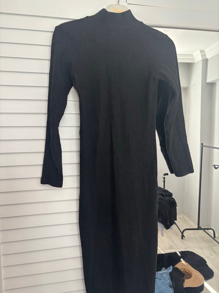 Siyah Triko Balıkçı Yaka Kadın elbise std - Görsel 3