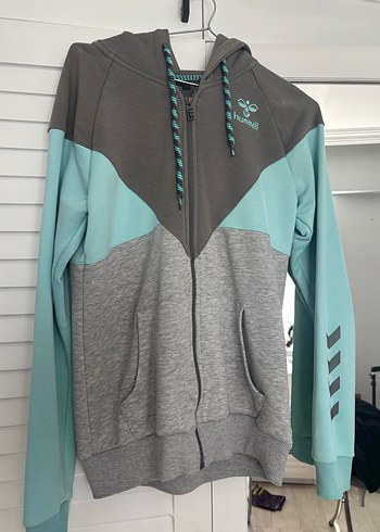 Gri ve Mavi Fermuarlı Spor Sweatshirt