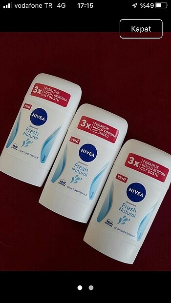 3 adet nivea koltuk altı stick