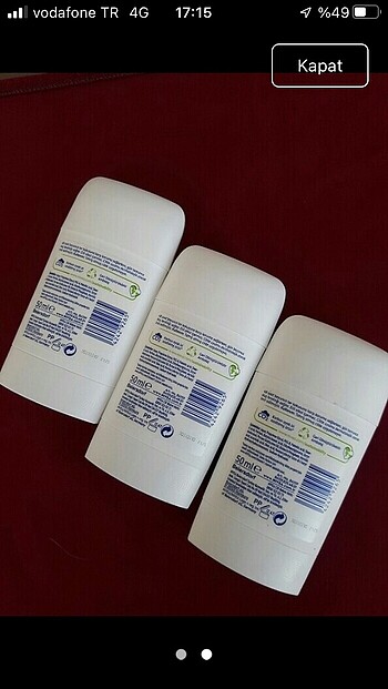 Nivea 3 adet nivea koltuk altı stick