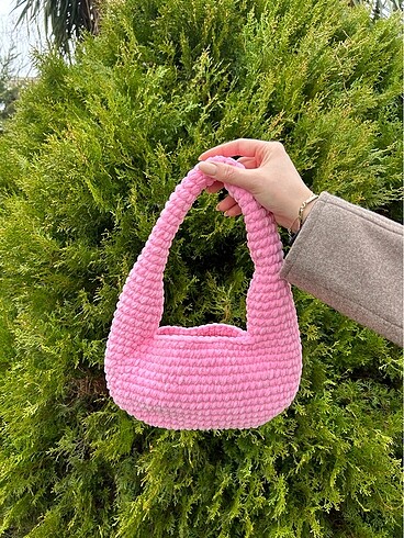 Diğer Pembe El Örgüsü Çanta