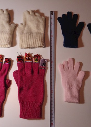 4 Çift Kız Çocuk Eldiven Kullanılmış Temiz - Görsel 6