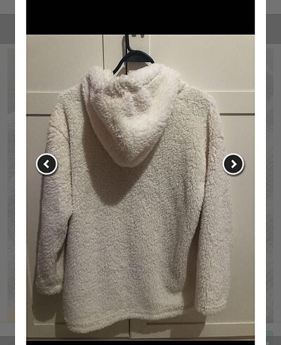 m Beden beyaz Renk Koton sweatshirt cepli başlıklı