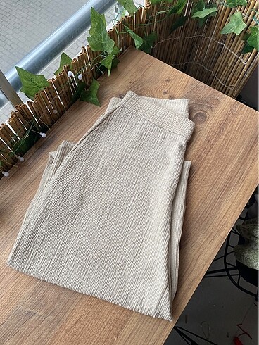 xl Beden Bej Yazlık Pantolon Geniş Paça