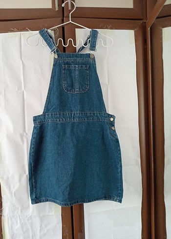 Kadın Mavi Denim Askılı Kısa elbise