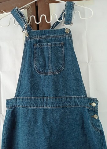 Diğer Kadın Mavi Denim Askılı Kısa elbise