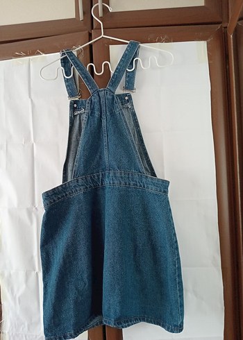38 Beden Kadın Mavi Denim Askılı Kısa elbise