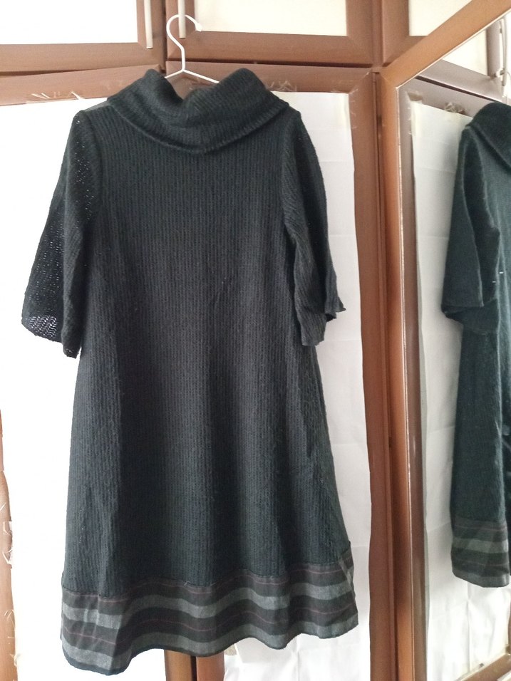 Gri siyah 40 bdn.triko elbise - Görsel 3