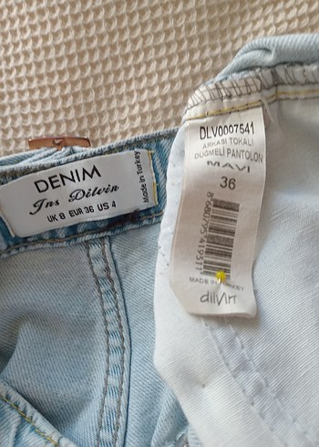 Dilvin, 36 bdn. Düğmeli Mavi  Kot Pantolon Kadın - Görsel 7