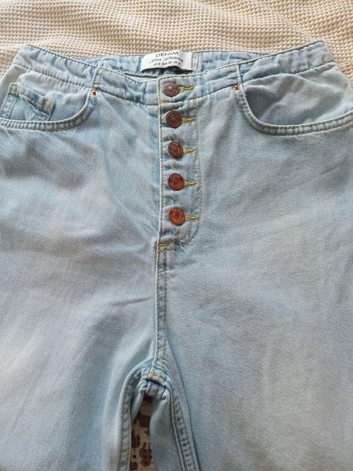 Dilvin, 36 bdn. Düğmeli Mavi  Kot Pantolon Kadın - Görsel 3