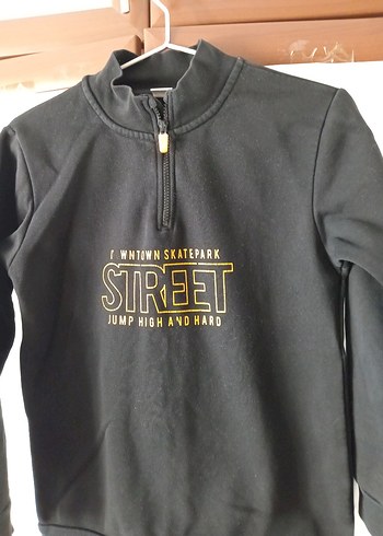 10-11 yaş fermuarlı Siyah Erkek Çocuk Sweatshirt - Görsel 3