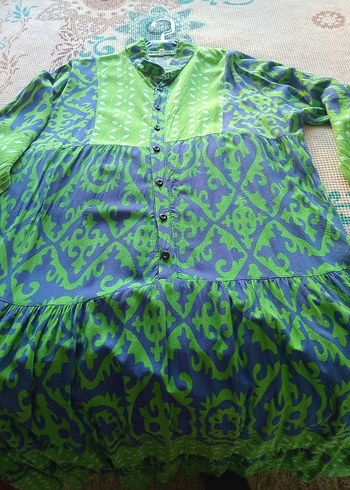 Renkli Pilili Bohem Uzun Elbise - Görsel 7