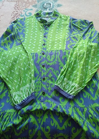 Renkli Pilili Bohem Uzun Elbise - Görsel 3