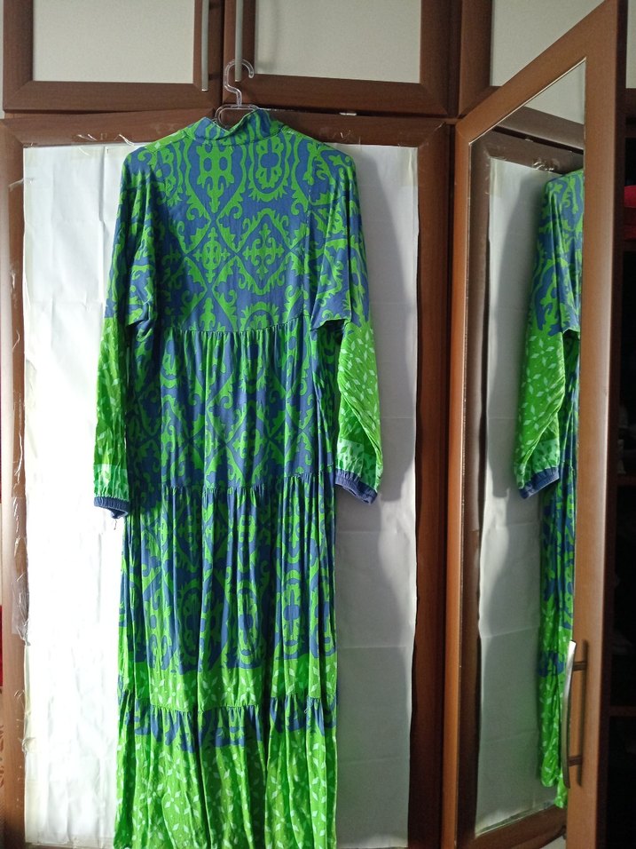 Renkli Pilili Bohem Uzun Elbise - Görsel 2