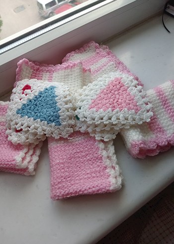 9 adet renkli Örgü el bezleri - Görsel 2