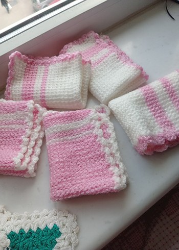 9 adet renkli Örgü el bezleri - Görsel 4