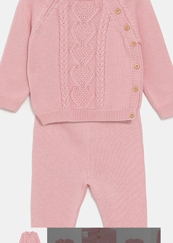 Pembe Örgü Bebek Kız Takımı - Görsel 4